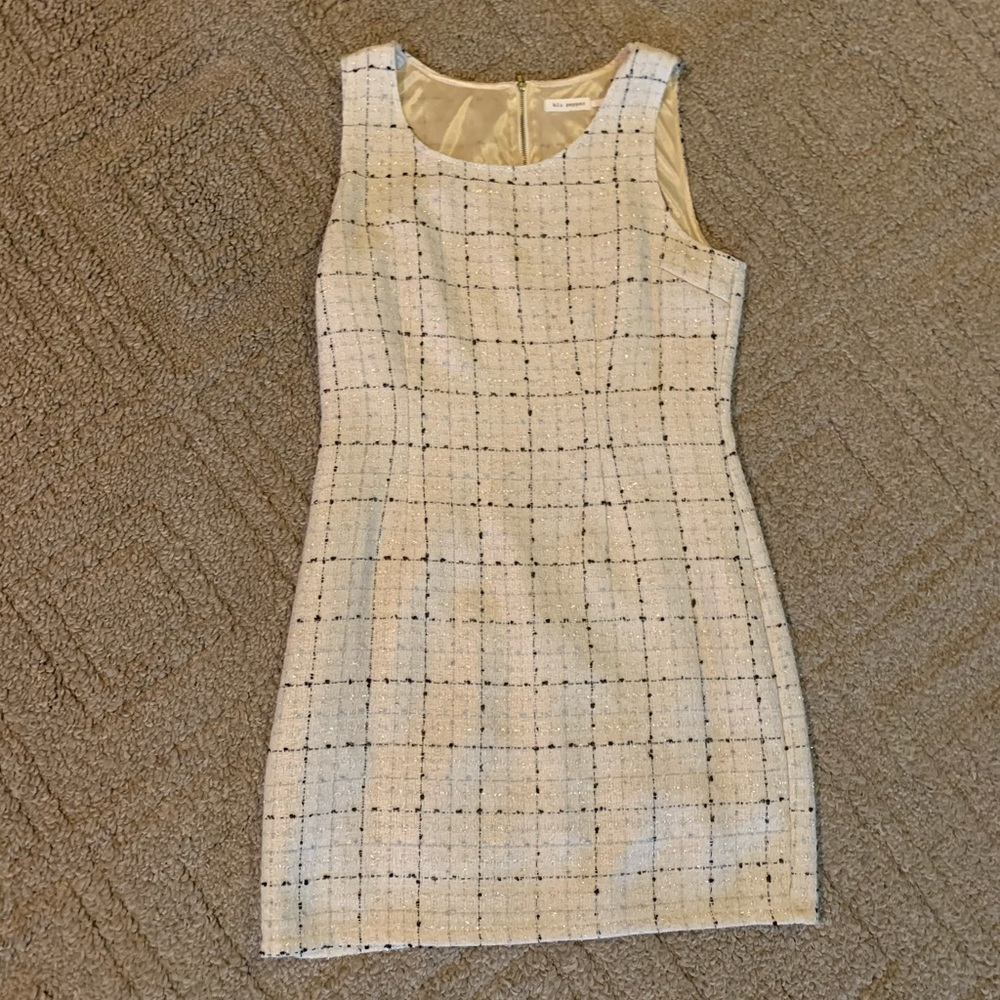 Cream black and silver tweed mini dress